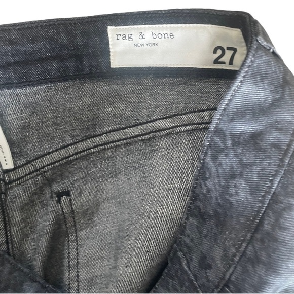 rag & bone Nina‎ High-Rise Cigarette Black Cropped Coated 27 Jeans - Picture 11 of 11